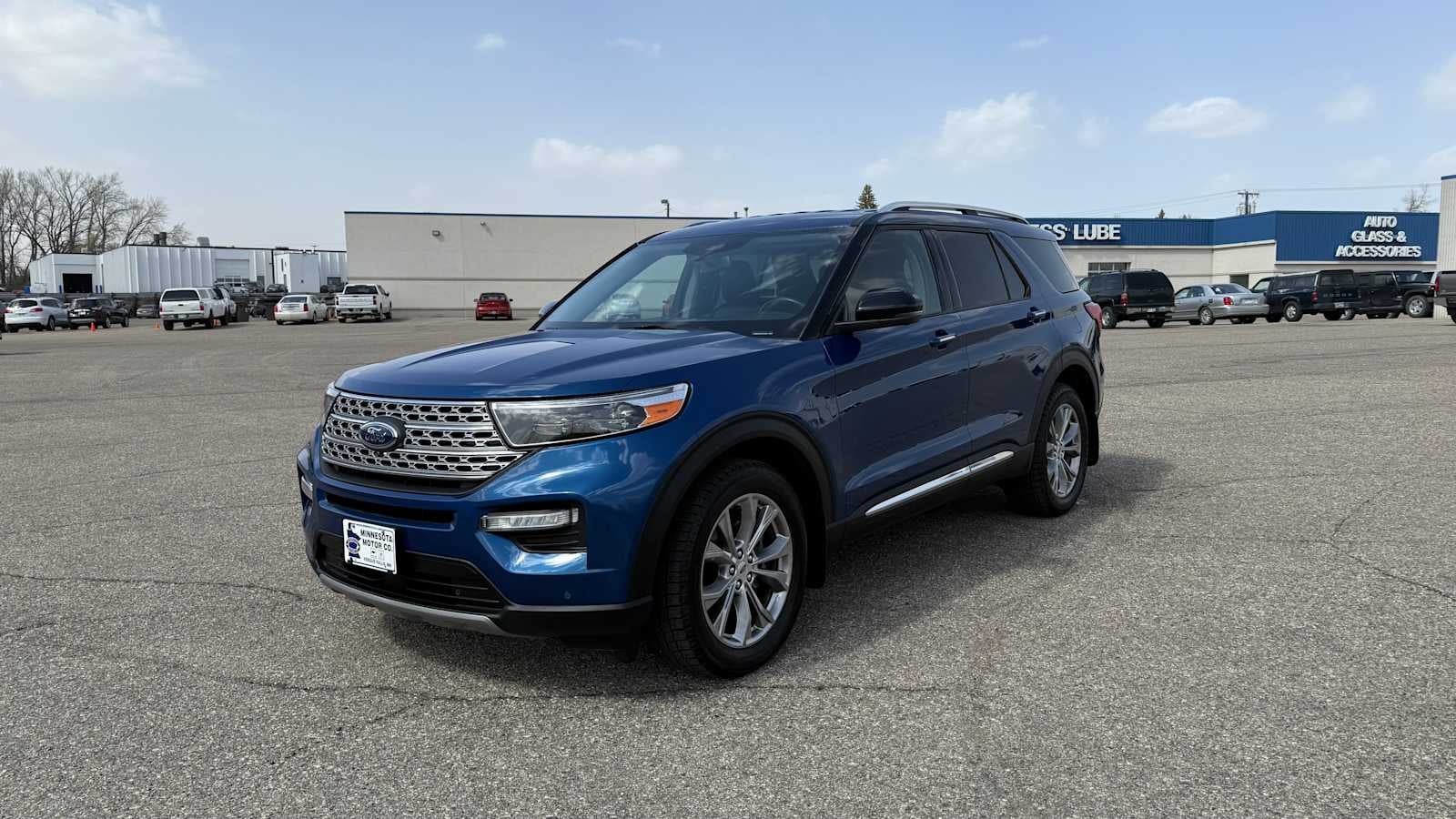 2022 Ford Explorer Limited in Blue — front three-quarter view